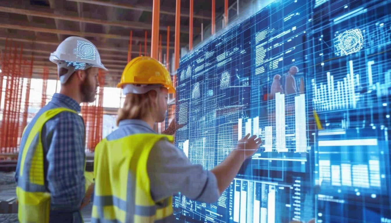 construction site with builders using ai generated reports